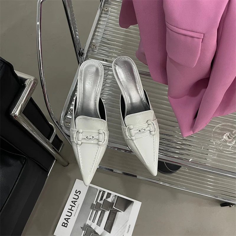 Baotou Half Slippers Women's Shoes Wear 2023 New Korean Sexy Pointed Toe Thin Heel Shallow Heel Muller Shoes Outside