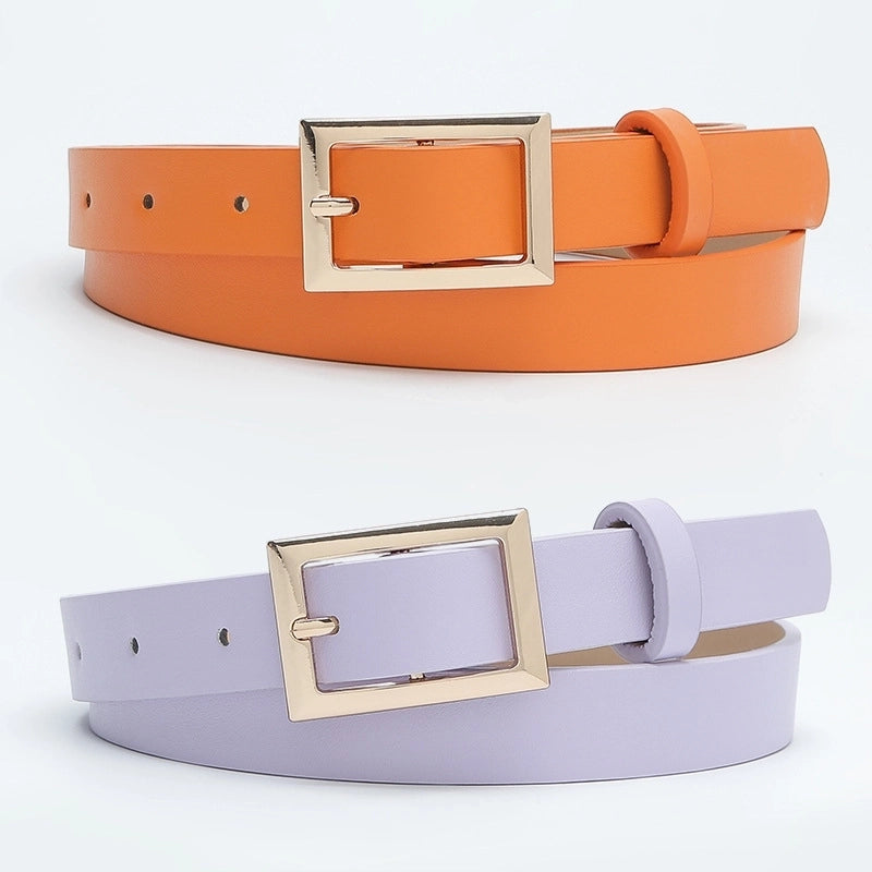 Minimalist Solid Color Pu Leather Alloy Unisex Leather Belts