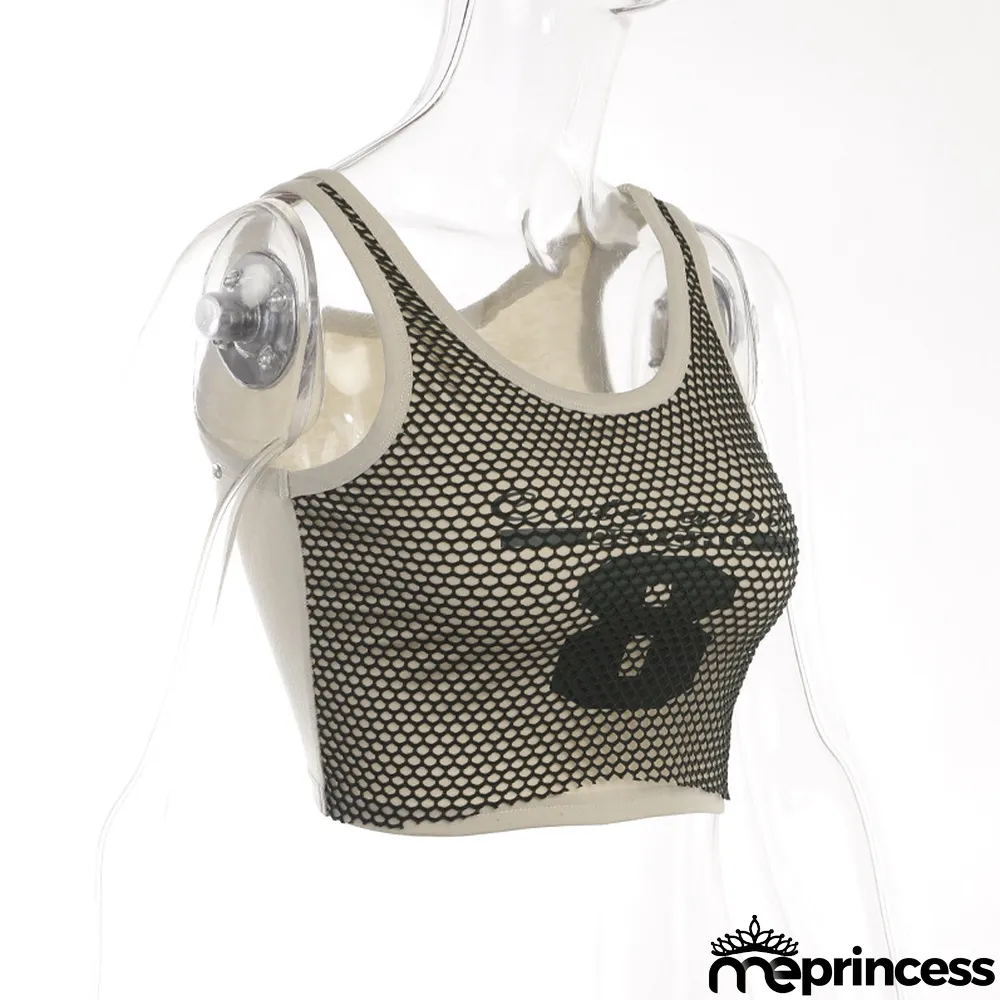Trendy All-match Slim Grid Print Tank Top
