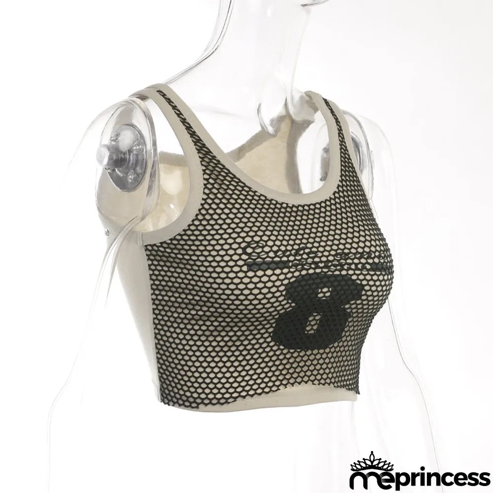 Trendy All-match Slim Grid Print Tank Top