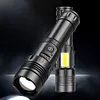 COB LED Flashlight USB Rechargeable IPX4 Waterproof Torch (1x26650 XHP160)