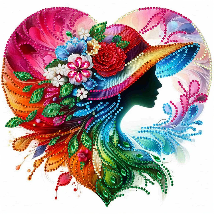 Silhouette Top Hat Ladies 30*30cm (Canvas) Special Shaped Drill Diamond Painting gbfke