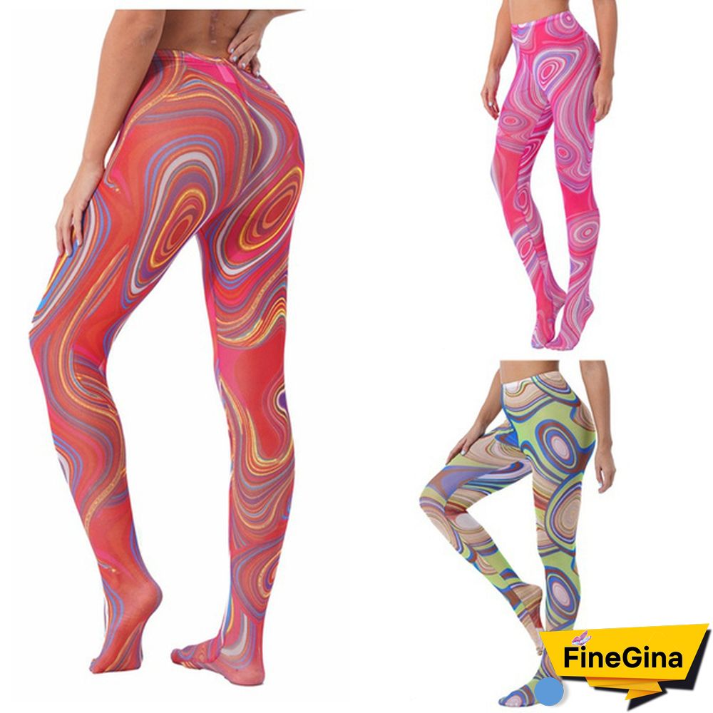 Women's Printed Yoga Leggings High Waist Skinny Sport Running Pants Gyn Workout Clothes