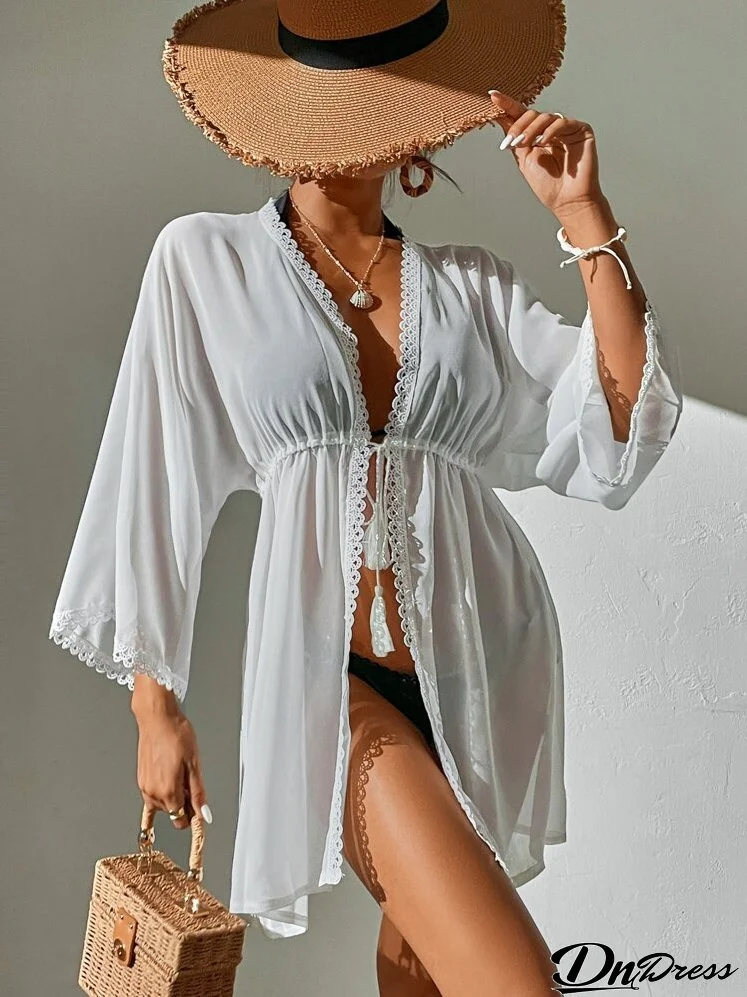 Tassel Tie Front Kimono