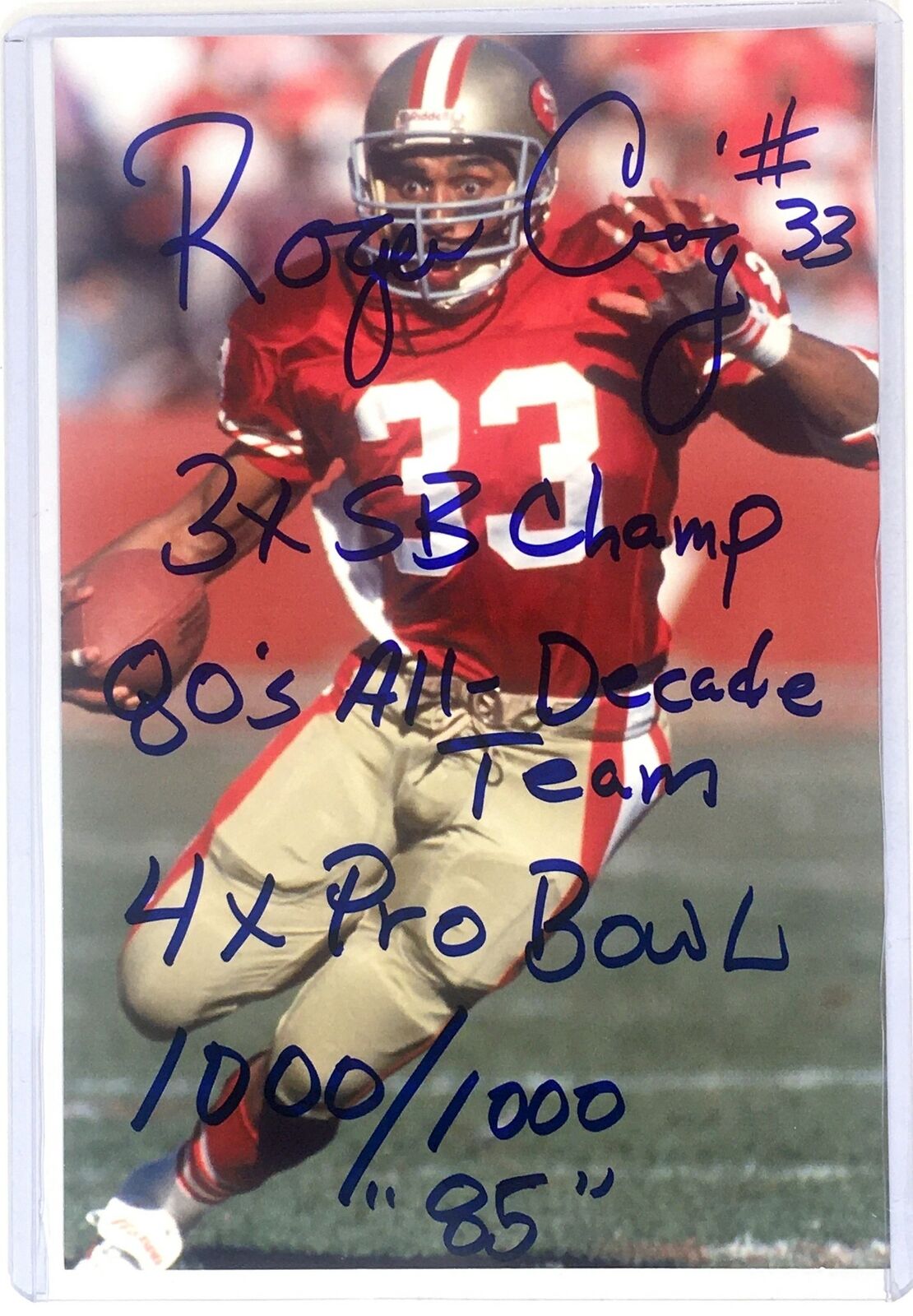 Roger Craig Signed 4x6 Photo Poster painting San Francisco 49ers Nebraska Cornhusk Autograph