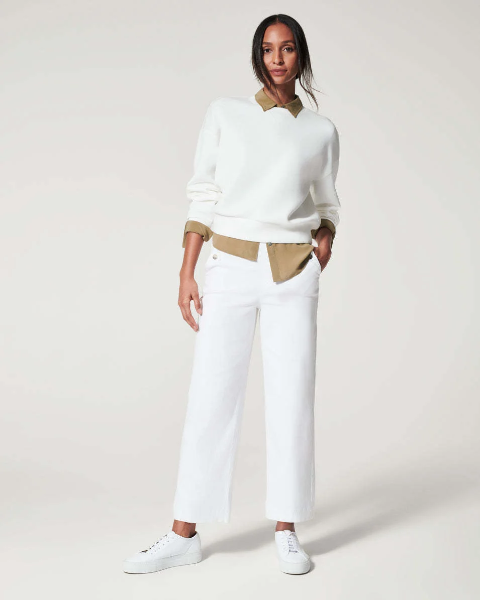 Stretch Twill Cropped Wide Leg Pant（Free Shipping）