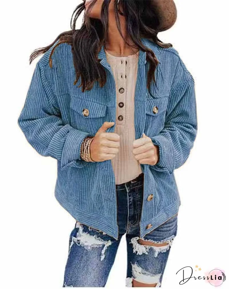 Corduroy Lamb Panel Coat Tops