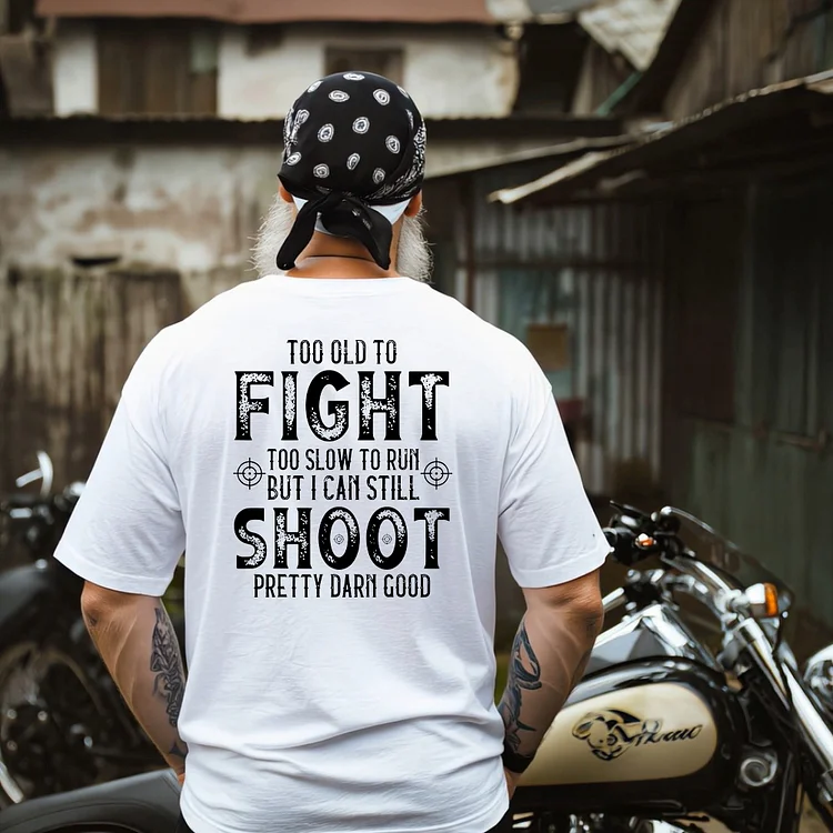 Too Old To Fight Too Slow To Run But I Can Still Shoot Long Sleeve Graphic Tee, Boomer T-shirt , Custom Year Of Birth T shirt, Cotton Tee Shirt