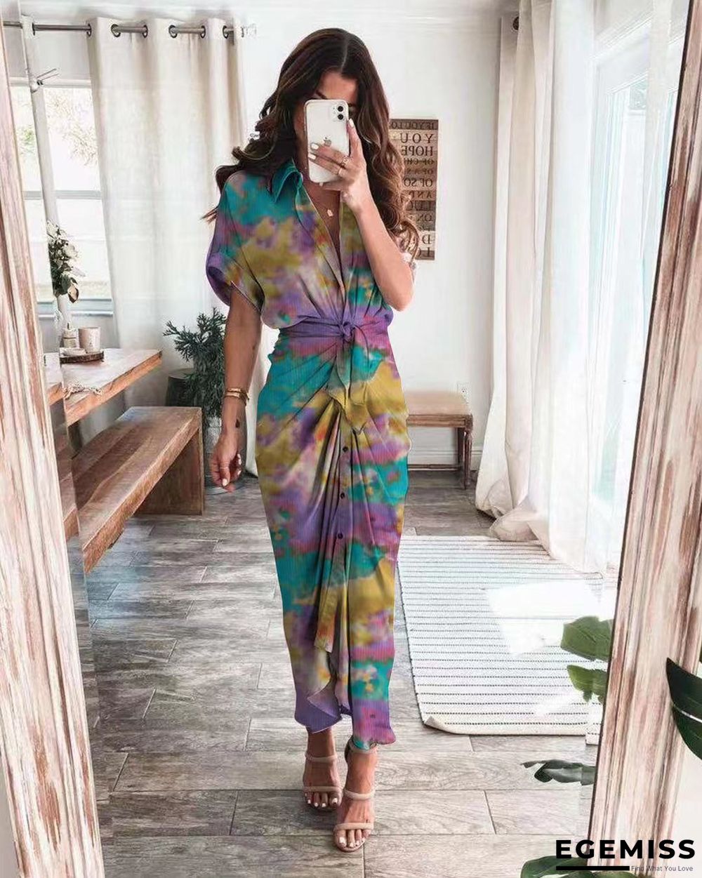 New Shirt and Long Skirt Fashion Print Dress In Summer | EGEMISS