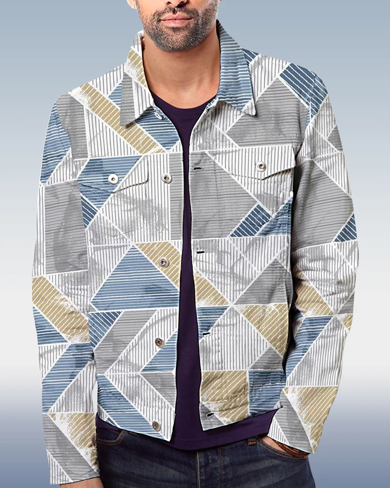Men's Casual T Stripe Floral Jacket 038