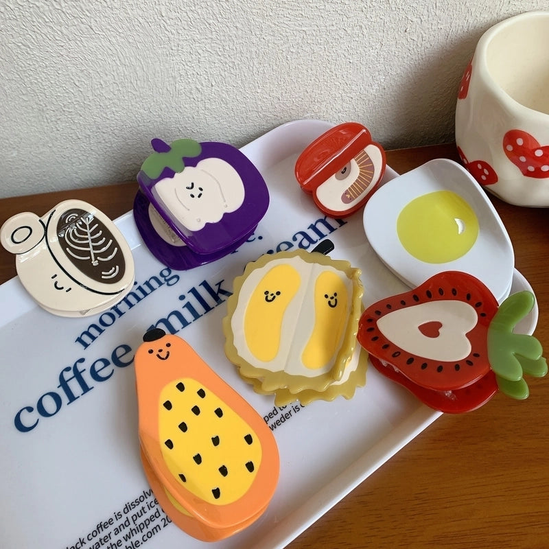 Cute Women’s 1605 Coffee Fruit Strawberry Acetic Acid Sheets Hair Claws