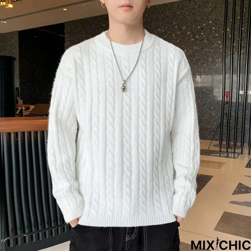 Loose Round Neck Thickened Men's Sweater