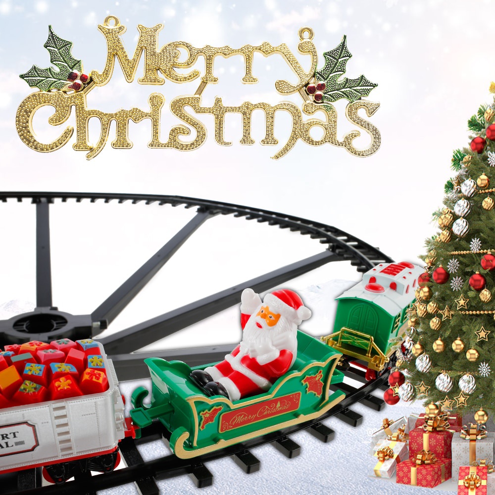 Tegooe Christmas Tree Hanging Electric Train Set with Sound and Light ABS Material