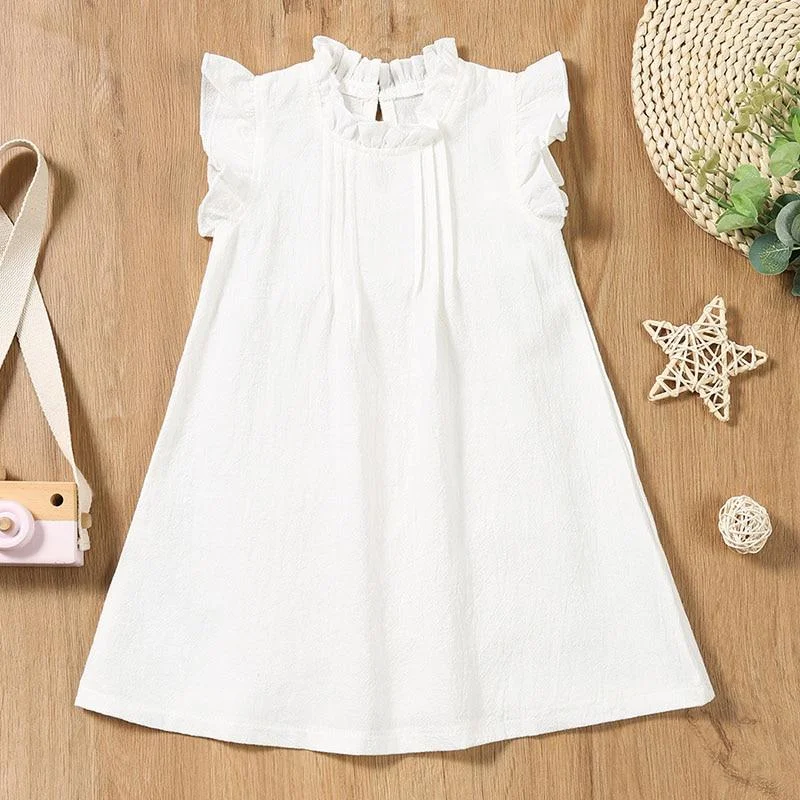 New 2021 Summer Baby Girls Sleeveless Dresses Kids Girl Cotton Princess Dress Clothing Kids Casual Fashion Dress 1-6Yrs