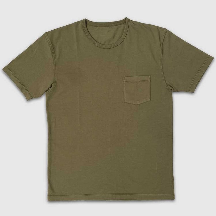 Simple Olive Green Cotton Short Sleeve T-Shirt