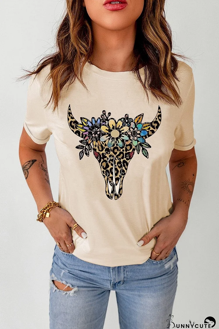 Graphic Cuffed Short Sleeve Crewneck Tee