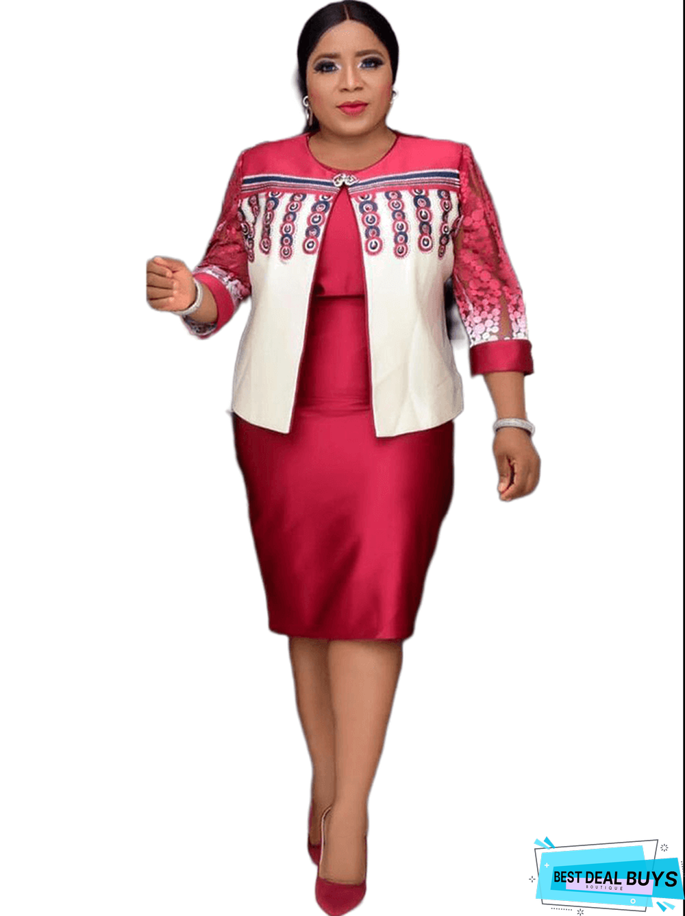 Two Piece Printed Cardigan & Midi Dresses