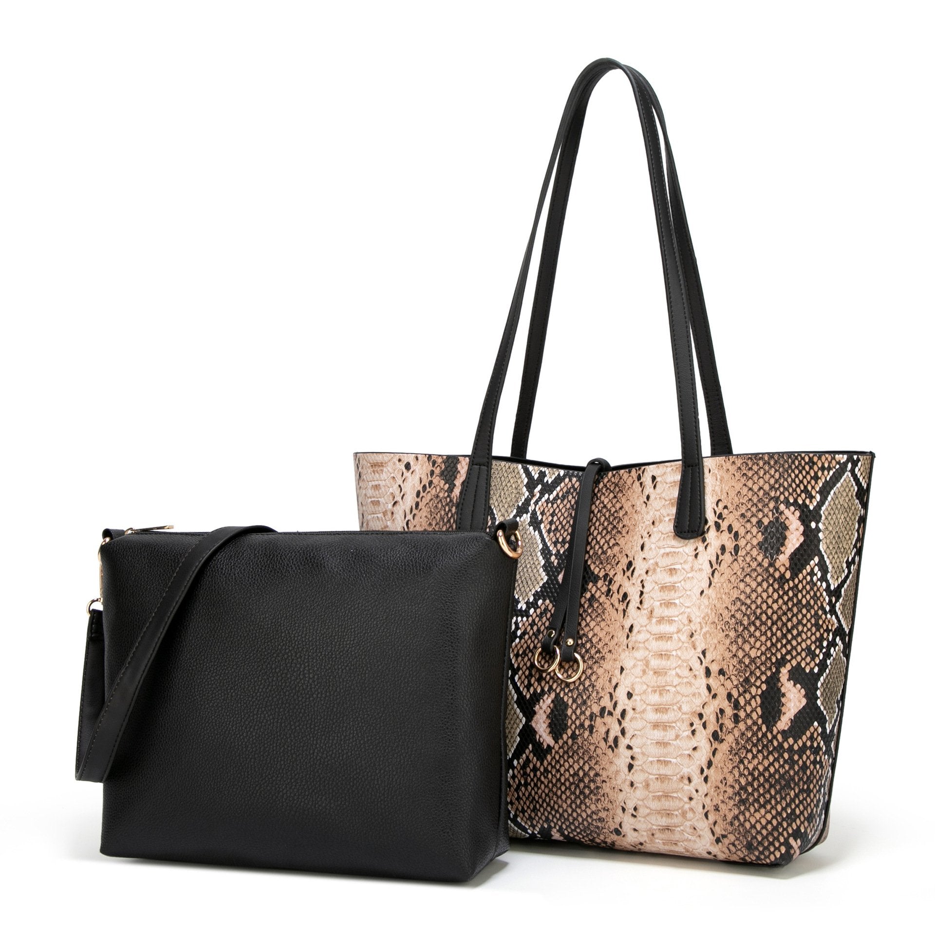Snakeskin Gain Leopard Women Quilted Tote Bag Big Capacity Purse Shoulder Bag