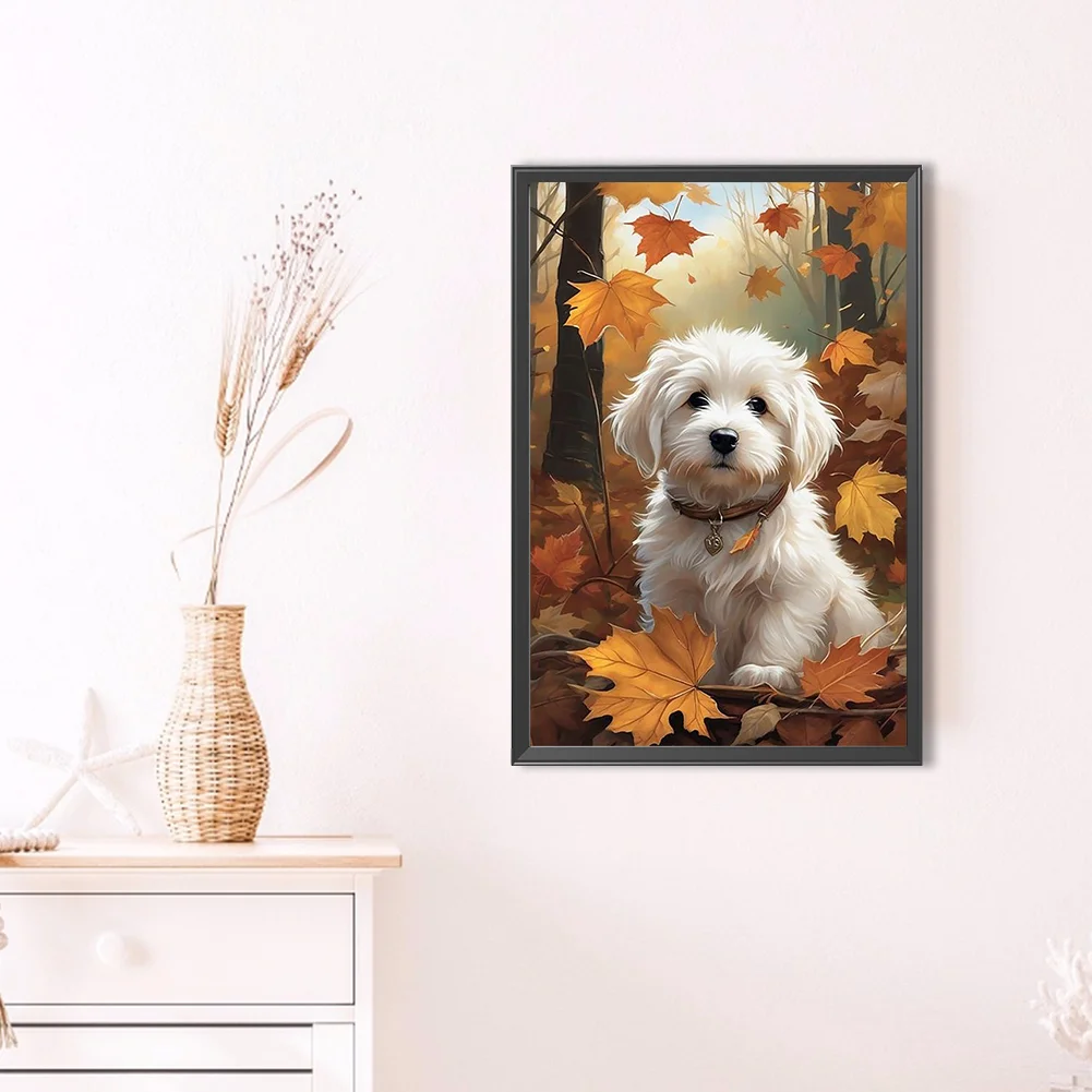 Diamond Painting - Full Round Drill - Deciduous Puppy(Canvas|40*60cm)