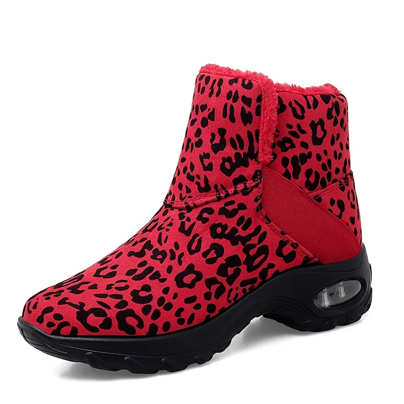 Winter Women's Winter Boots Outdoor Plush Warm Women's Snow Boots Waterproof Women's Platform Boots Leopard Women's Shoes
