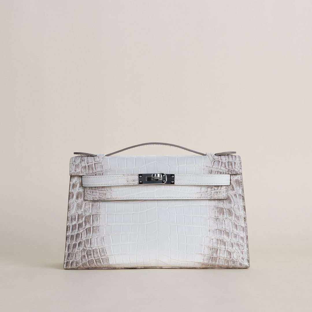 Kelly pochette Matte Niloticus Crocodile 01 Himalayan PHW
