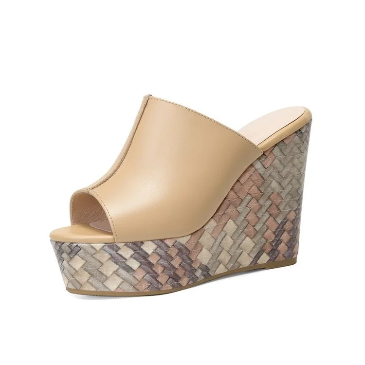 Yyvonne Women Wear Thick Bottom Large Code 2025 Summer New Fish Mouth Slope And Word Slippers