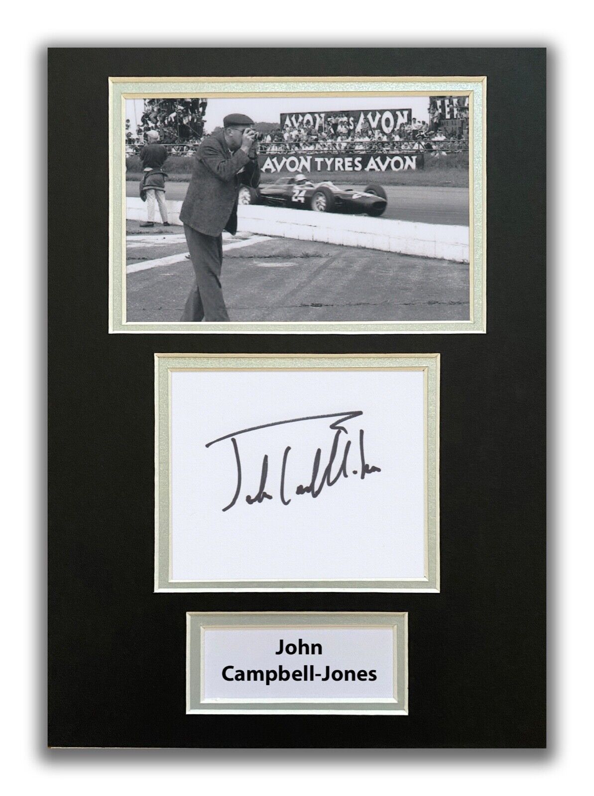 JOHN CAMPBELL-JONES HAND SIGNED A4 MOUNTED Photo Poster painting DISPLAY - FORMULA 1 AUTOGRAPH.