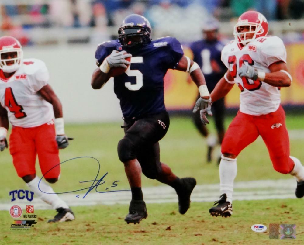 LaDainian Tomlinson Autographed 16x20 TCU Running PF Photo Poster painting - PSA/DNA Auth *Blue