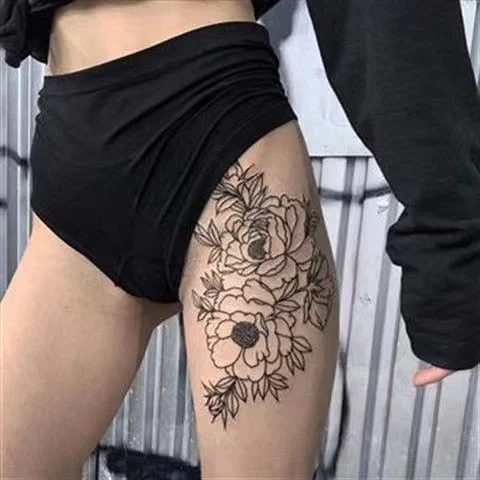 Dark Flower Temporary Tattoo Female Waterproof Sexy Gothic Clavicle Water Transfer Art Fake Tattoos Arm Chest Tattoo Stickers