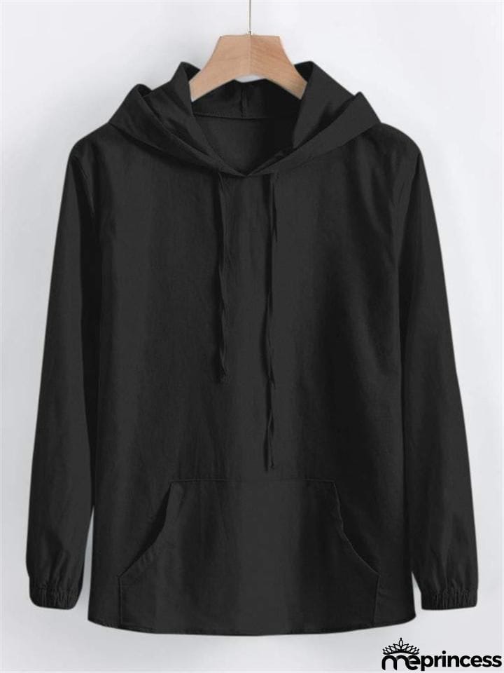 Casual Cotton Linen Long&nbsp;Sleeve Mens Lightweight Hoodie