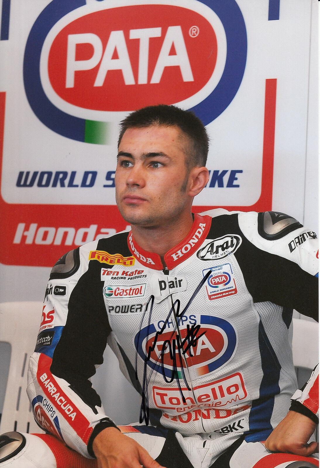 Leon Haslam Hand Signed Pata Honda 12x8 Photo Poster painting World Superbikes 4.