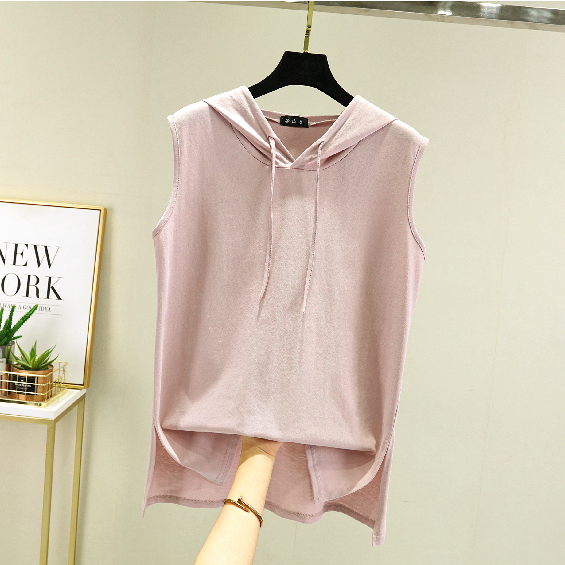 Iplaynox Summer Cotton Tank Tops Causal Loose Hoodies Women's Tshirt Sleeveless Plus size All Match Tee Top