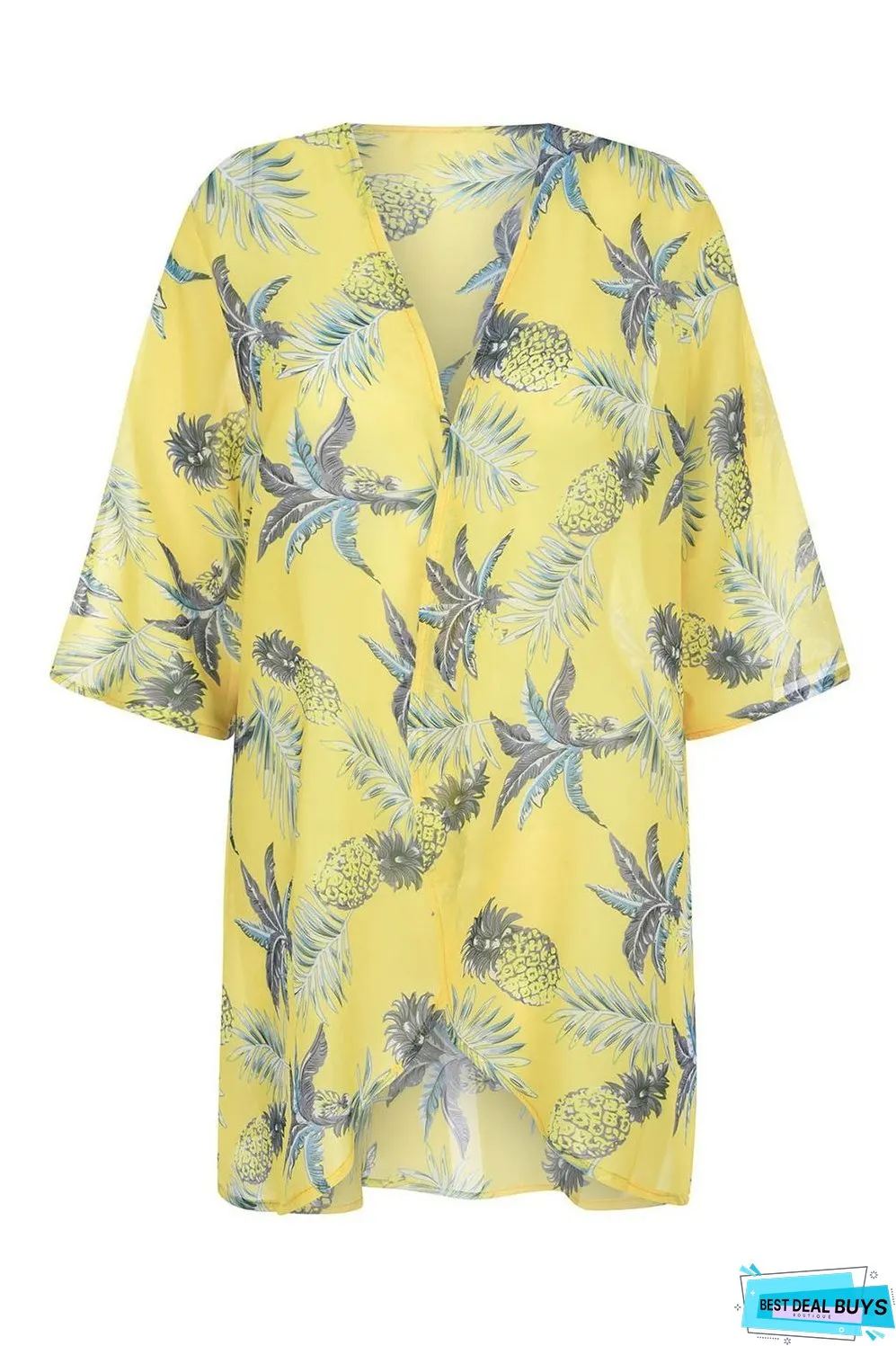 Open Front Half Sleeve Cover-Up