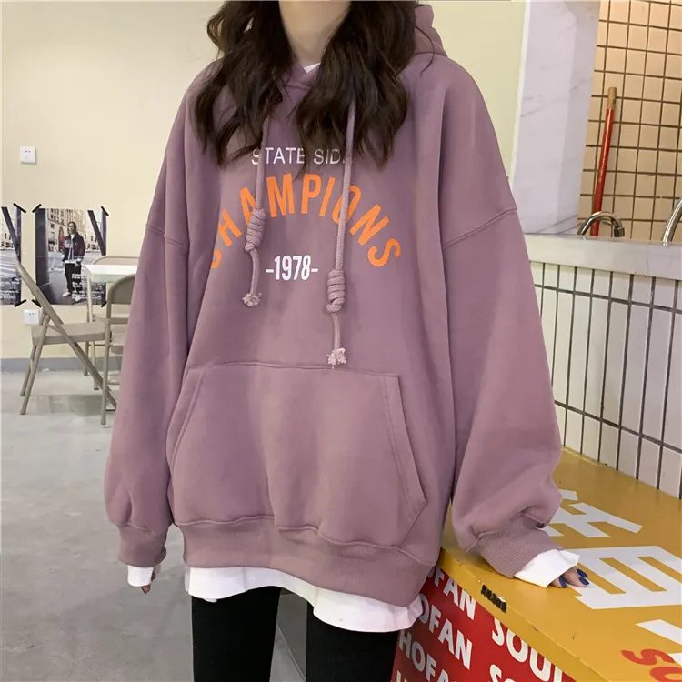Brownm Brownm Hoodie Female Fall 2024 New Korean Letter Print Thin Student Versatile Loose Jacket Coat Female