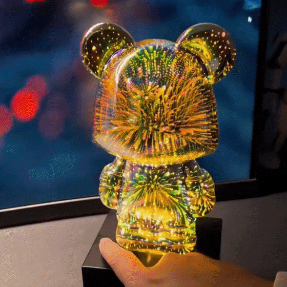 3D Fireworks Colorful Bear Night Light
