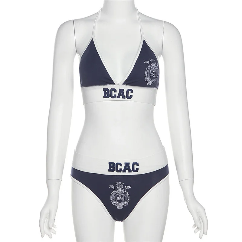 Zingj 2023 Summer New Women's Fashion Stylish Colored Letter Embroidered Underwear Set