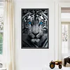 (Grande Taille) Tigre blanc avec des yeux bleus-partiel ab rond diamant peinture-40 * 60cm