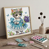 Petit chaton avec bouquet-partiel spécial diamant peinture-30*30cm
