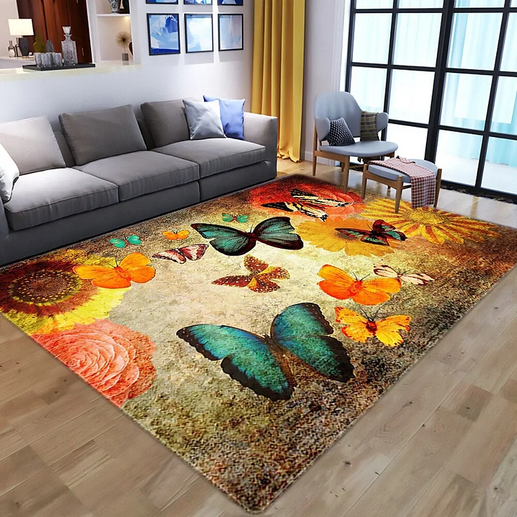 Butterfly Printed Carpet Living Room Bedroom Home Decor Carpet Corridor Kids Room Kitchen Floor Mat