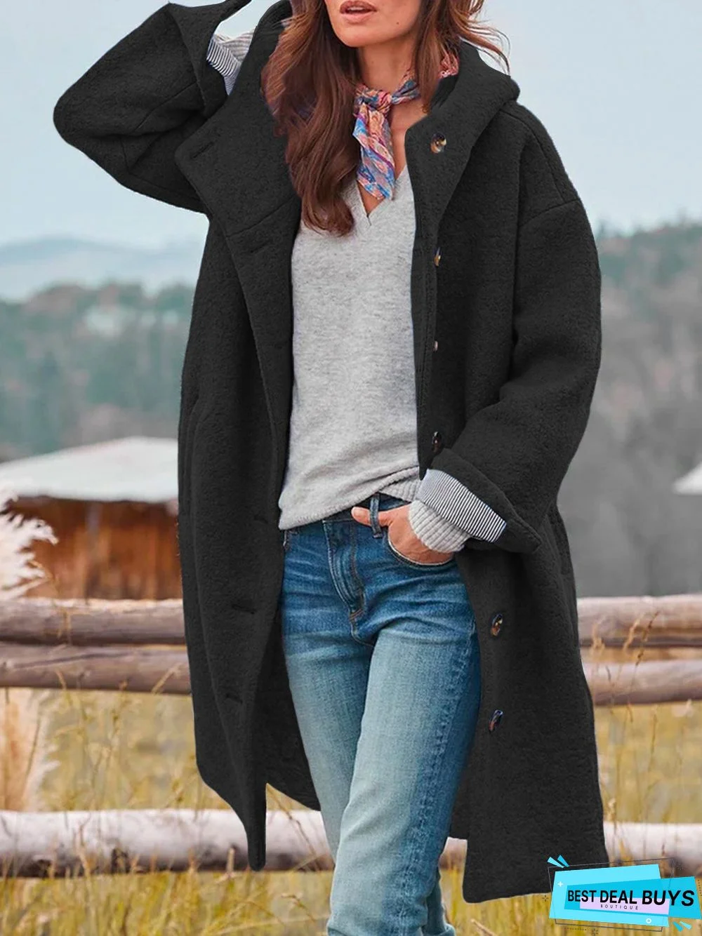 Woolen Hoodie Casual Overcoat