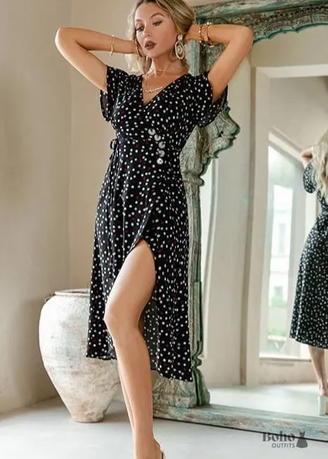 black flowy boho dress