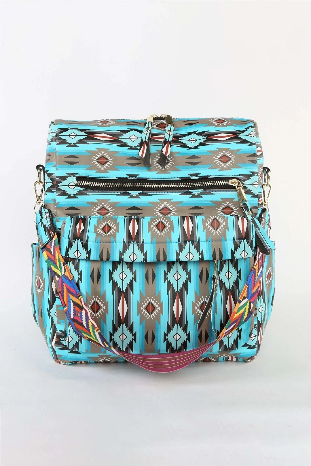 Women's Western Ethnic Geometric Pattern Multi-Pocket Backpack