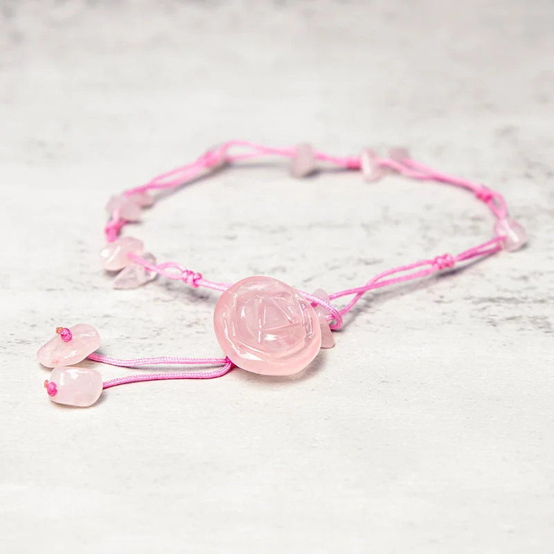 Amethyst Pink Crystal Green Aventurine Rose Inner Peace Healing Anklet