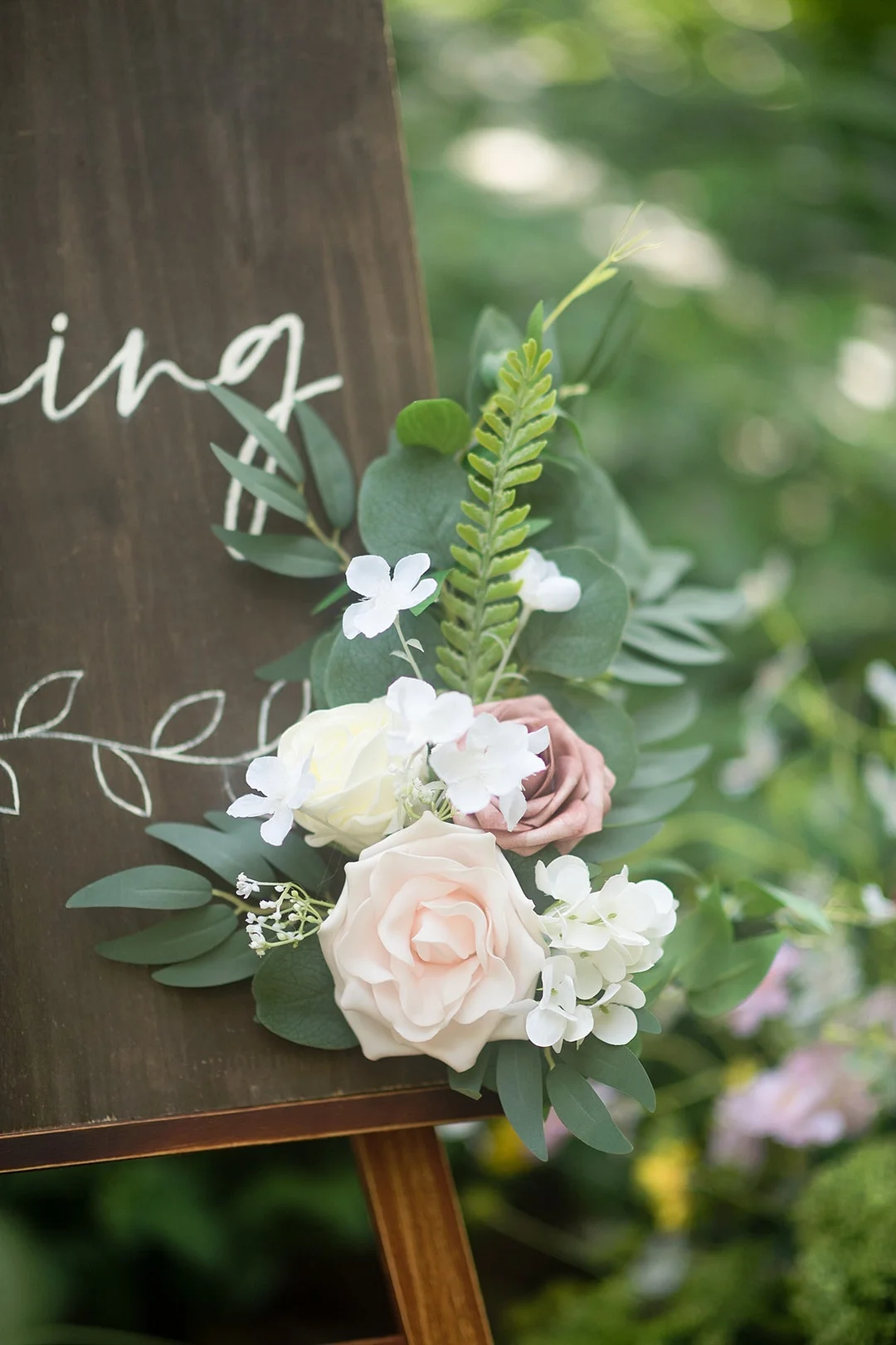 Welcome Sign Floral Decor in Dusty Rose & Cream
