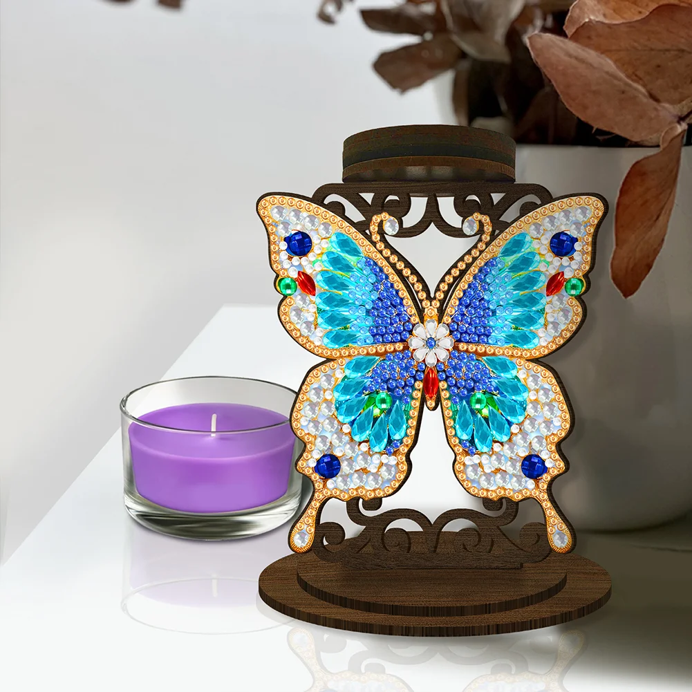 5D DIY Butterfly Desktop Diamond Painting Art Candle Holder Home Decor 