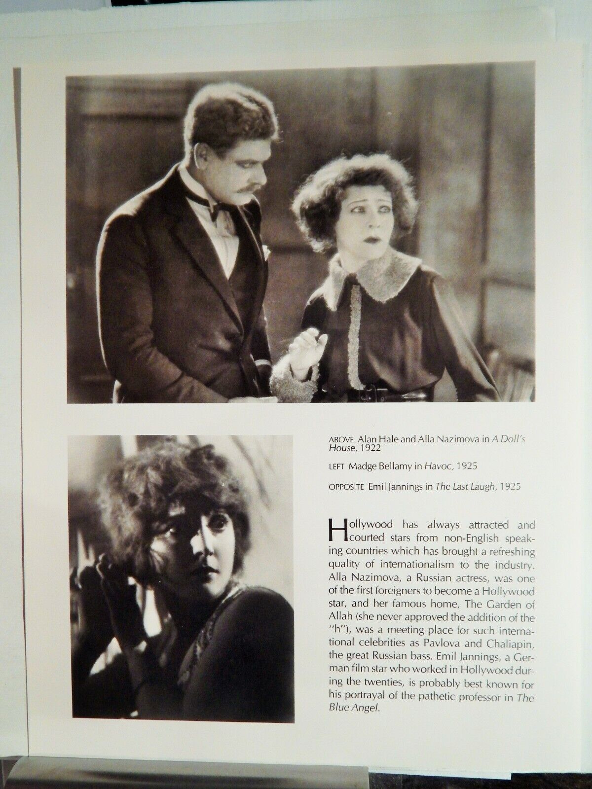 ALLA NAZIMOVA/ MADGE BELLAMY/ ABEL GANCE (1926) MOVIE Photo Poster painting (1974 reprint)