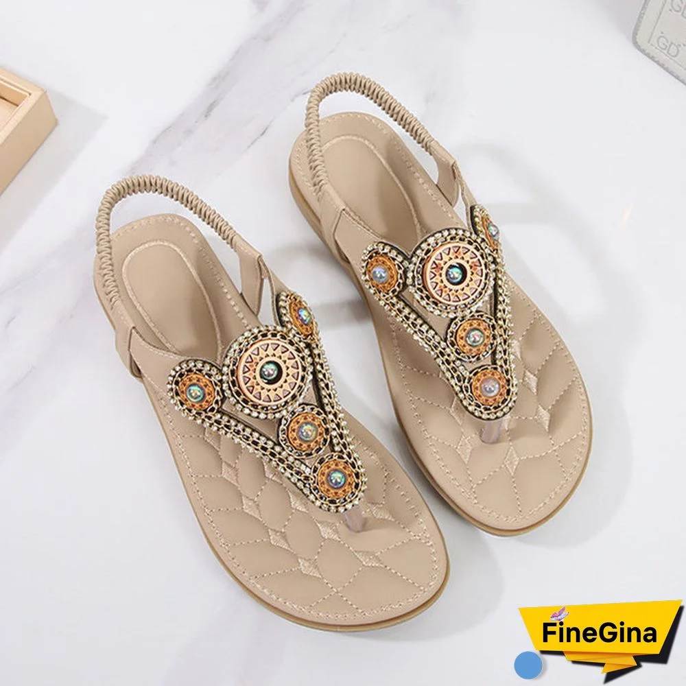 Women Soft and Comfortable Vintage Metal Decorated Sandals