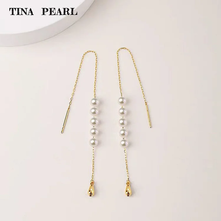 2025 TINA Jewelry18k gold freshwater pearl high-end ear-sensitive cable
