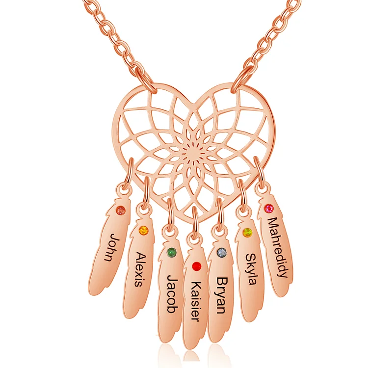 Collier Attrape-rêves 7 Prénom Personnalisé avec 7 Pierre De Naissance