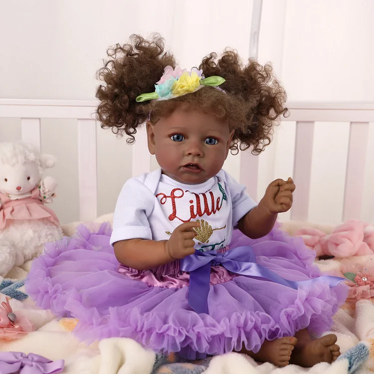 Babeside 20" Reborn Baby Doll African American White and Purple Skirt Girl Saria